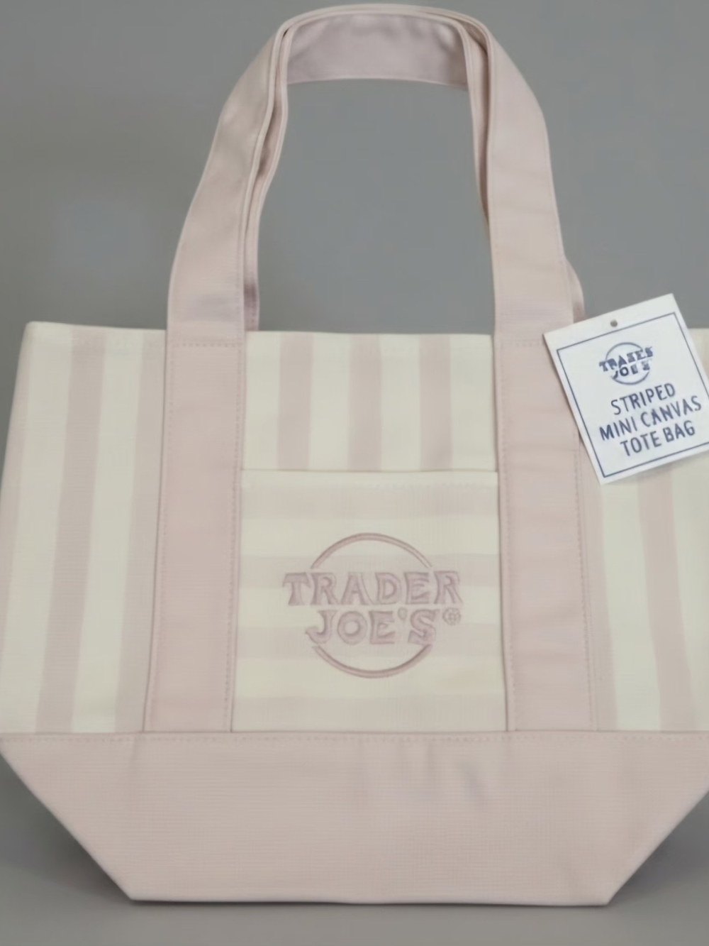 Pink Striped Canvas Tote Bag